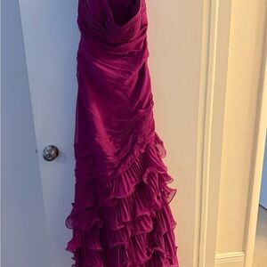 Elegant Magenta Ruffled Gown